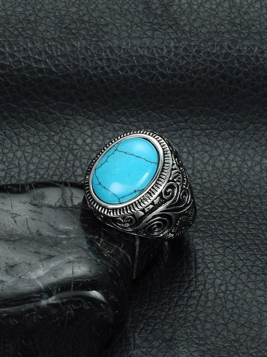UNBROKEN BLUE STONE OXIDISED RING