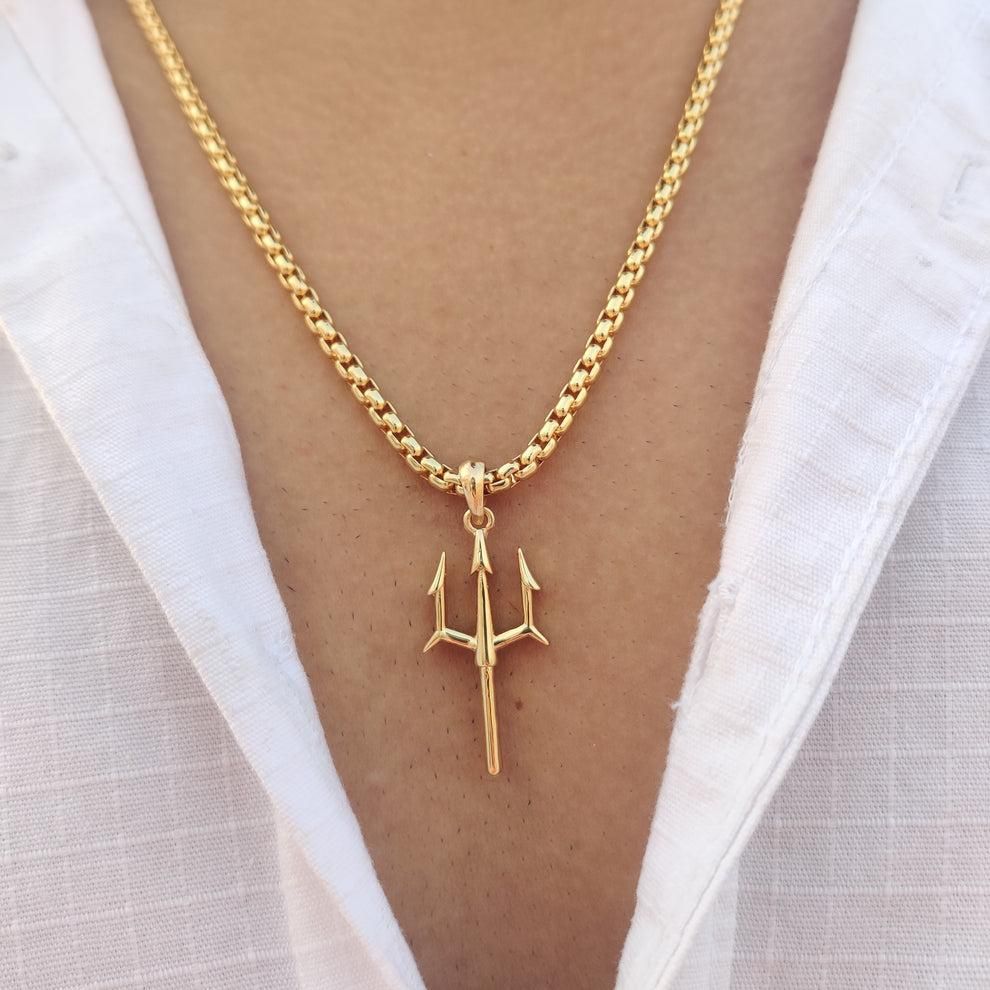 UNBROKEN Trishul Gold Plated Pendant with Chain