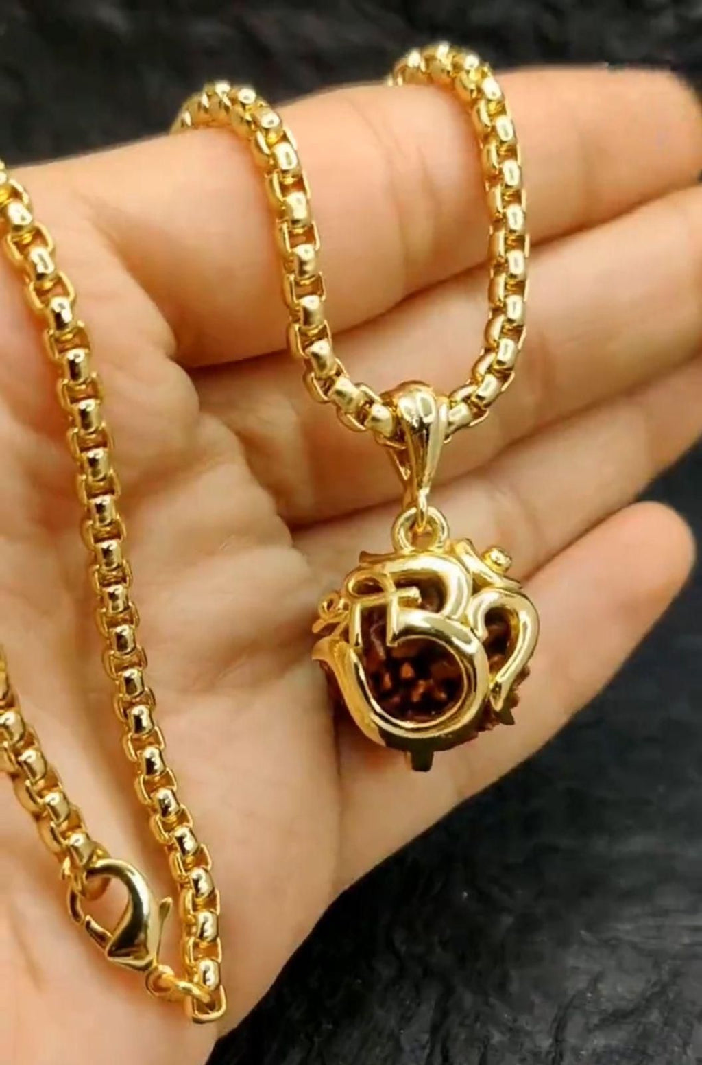UNBROKEN Om Rudraksha Pendant With Chain