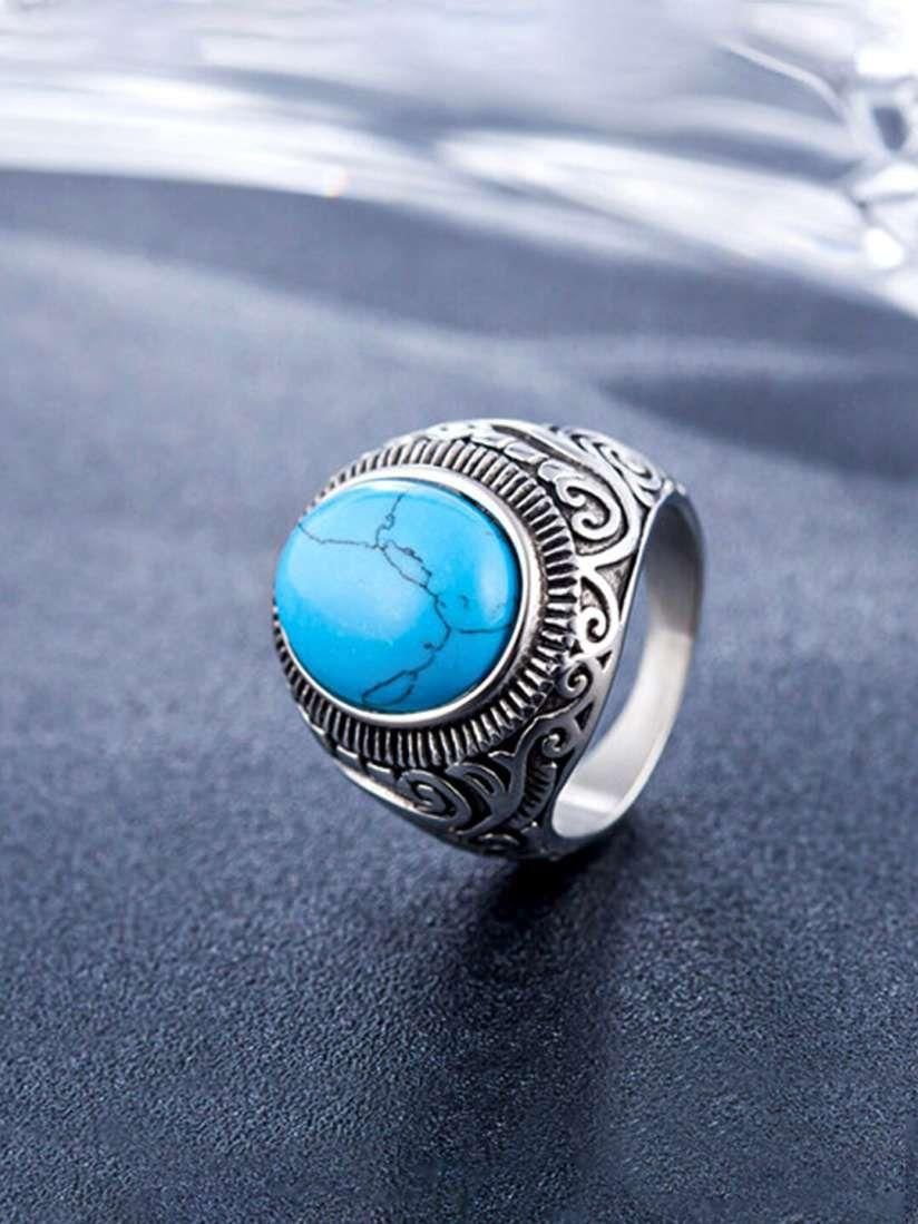 UNBROKEN BLUE STONE OXIDISED RING