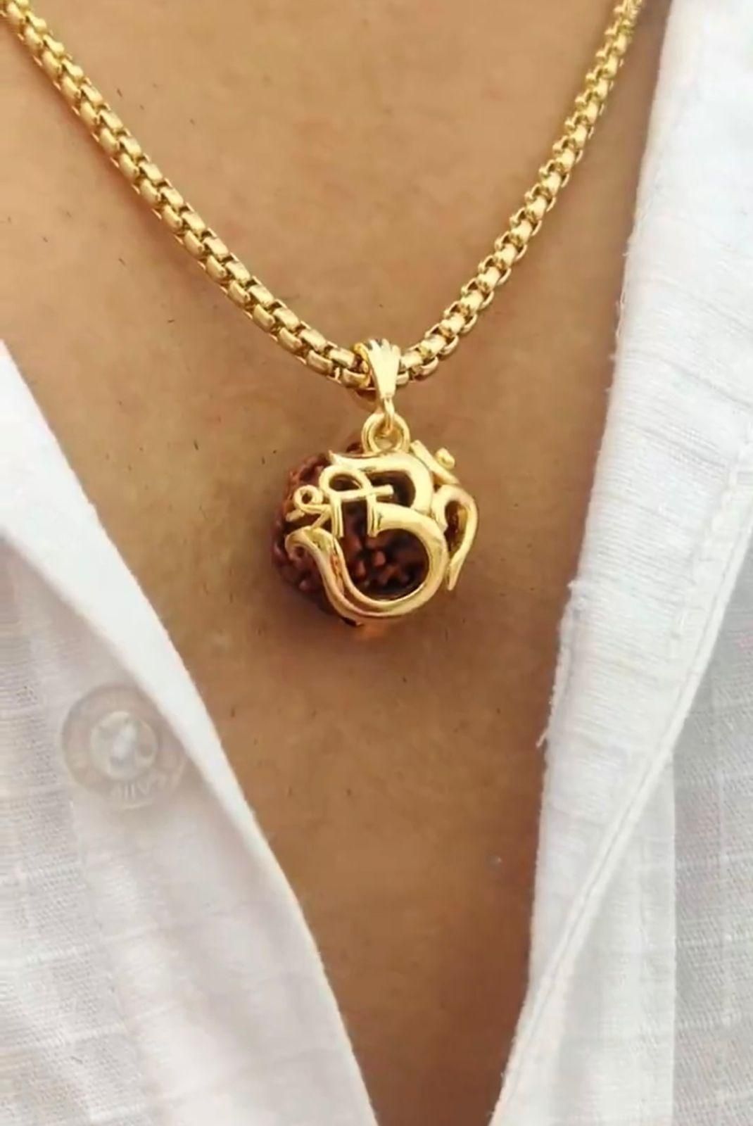 UNBROKEN Om Rudraksha Pendant With Chain