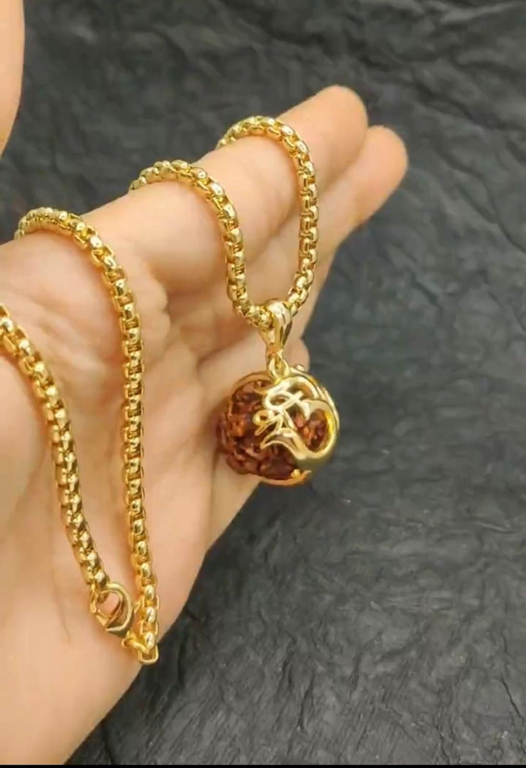 UNBROKEN Om Rudraksha Pendant With Chain