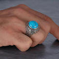 UNBROKEN BLUE STONE OXIDISED RING