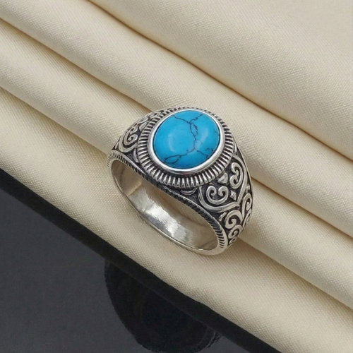 UNBROKEN BLUE STONE OXIDISED RING